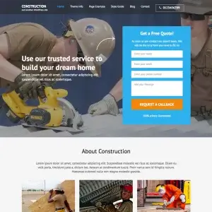 Free WordPress Construction Theme - Landing Page